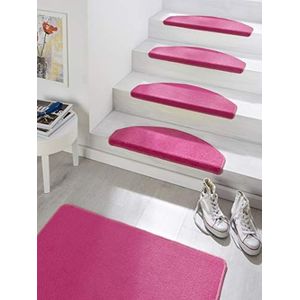 Hanse Home Fancy Trapmatten - traptapijt trapmatten zelfklevend veiligheid traptapijt halfrond voor traptreden - roze, ca. 23x65cm 15 stuks