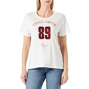 Teddy Smith T- Sequin MC T-shirt, Middle White, L Dames