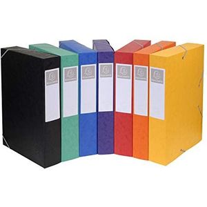 Exacompta 16.000H verpakking (met 10 archiefdozen cartobox, 24 x 32 cm, 60 mm rug, met elastiek, met rugetiket), diverse kleuren, 10 stuks