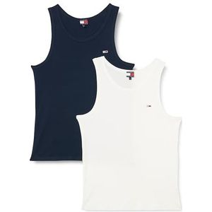 Tommy Jeans TJM XSLIM 2PCK Rib Tank EXT Andere T-shirts Men Multi (Ecru/Dark Night Navy), S, Multi (ecru/Dark Night Navy), S
