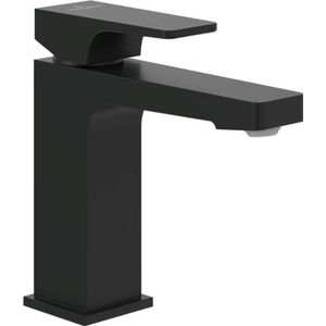 Villeroy & Boch Architectura Square wastafelarmatuur, waterkraan badkamer met trekstang en keramische cartridge, wastafelarmatuur waterbesparend, hoogte 113 mm, hoekig, mat zwart