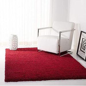 SAFAVIEH Ruig tapijt voor woonkamer, eetkamer, slaapkamer - California Shag Collection, hoge pool, rood, 122 x 183 cm