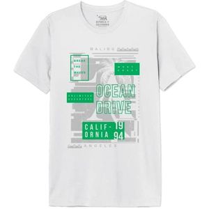 Republic Of California Malibu Beach Ocean Drive MEREPCZTS122 T-shirt voor heren, wit, maat L, Wit, L