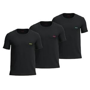 HUGO Heren T-shirt RN Triplet P 3-pack T-shirts van katoen met logo-print, zwart 5., M