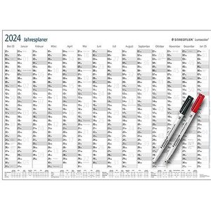 STAEDTLER Jaarplanner Lumocolor Set 2023 (wandkalender droog afwasbaar, speciale editie), 641 JPAMZW, wit