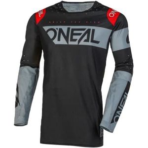 O'NEAL | NEW | Motocross Shirt Lange Mouw | MX MTB| Geheel nieuwe wielertrui met verbeterde, duurzame materialen | Prodigy Jersey Five Two | Adult | Zwart Grijs | Maat L