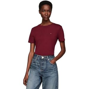 Tommy Hilfiger Dames Slim Cody C-NK SS WW0WW40587, S/S T-shirt, paars, XXS, Paars (Deep Rouge), XXS