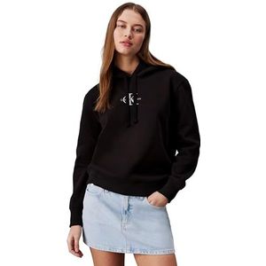 Calvin Klein Jeans Dames MONOLOGO REGULAR HOODIE Pullover Hoodie, Ck Zwart, S, zwart., S