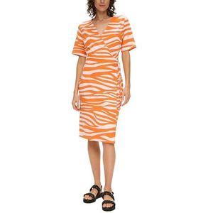 Tricot Jurk - Dierenprint - Katoen - V-hals - Gedrapeerd