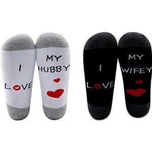 MBMSO Hubby en Vrouw Geschenken I Love My Wifey Manlief Sokken Bruidegom Engagement Gifts, 1 paar manlief +1 paar vrouw, Large