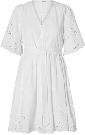 Selected - Dahlia - Korte Jurk - V-hals - Korte Mouwen - Inclusief Riem