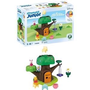 Playmobil 71693 JUNIOR & Disney: Winnie the Poeh's & Piglet's Tree House, inclusief schommel, duurzaam speelgoed gemaakt van plantaardige kunststoffen, geschenkspeelgoed, speelsets geschikt voor