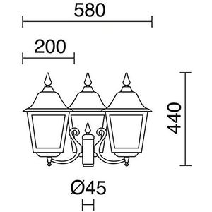 Una ROB – zuilkop wit 3 lampen glas mat 23/100 W