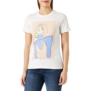 KAFFE Dames T-shirt blouse korte mouwen V-hals, krijt., L