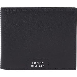 Tommy Hilfiger Heren TH PREM lederen mini CC portemonnee, zwart, één maat, Zwart, One Size