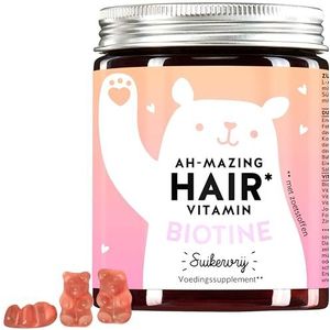 BEARS WITH BENEFITS® Biotine Zonder Suiker Gummibeertjes - Met 5000 μg Biotine - Haarvitamines & Biotine Hoog Gedoseerd - Laboratorium Getest & Gemaakt In Duitsland (60 Beertjes)