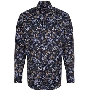 Seidensticker Zakelijk overhemd voor heren, comfort fit, zacht, kent-kraag, lange mouwen, 100% katoen, donkerblauw, 41