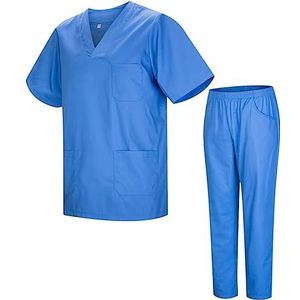 MISEMIYA - 2-817-8312, pak en broek voor sanitair, uniseks, medische uniformen, pak van 2 stuks, Lichtblauw, XXL