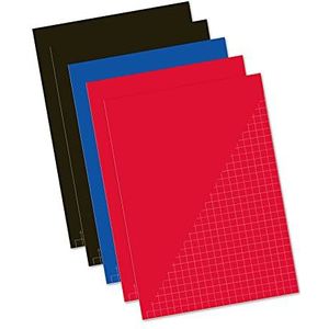 Kangaro Schoolschriften A4 in kaart 10 mm 80 vellen gesorteerd 5-pack, K-58340, zwart/blauw/rood