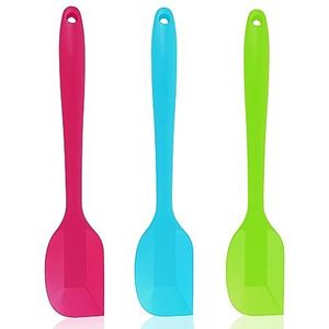 Pritogo Deegschraper set, siliconen, 3-delig, klein 21,5 cm met metalen kern, BPA-vrij tot 220 graden (blauw, groen, roze)