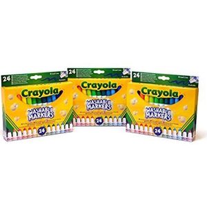Crayola - 3 Verpakkingen 24 Maxi Punta, Afwasbare Viltstiften, Geschikt voor Kinderen Vanaf 3 Jaar, Meerkleurig, 7461