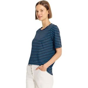 Gestreept T-shirt, Dark Petrol Blue, XS