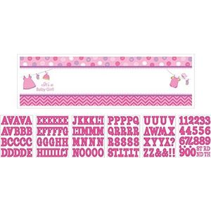 Amscan 121487 signaalbanner douche met love meisje personaliseerbaar 165 x 50 cm, roze