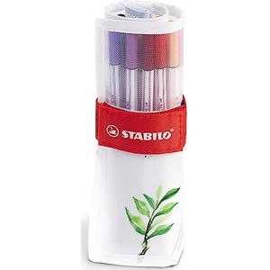 Stabilo Pen 68 Brush Premium marker met penseelpunt, rollerset met 18 verschillende kleuren