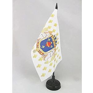 Koninkrijk van Frankrijk Heilig Hart Engelen Tafelvlag 14x21 cm - Franse Katholieke Koninklijke - Jesus Desk Vlag 21 x 14 cm - Zwarte plastic stok en voet - AZ FLAG