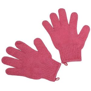Handschoen voor lichaamscrub met trekkoord, 5-vingerhandschoenen voor mannen, vrouwen, kinderen, badkuip, massage, spa, rood