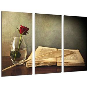 MULTI Houten Afdrukken Art Print Box Ingelijste Beeld Wandopknoping - Pen en Boek Vintage, Oud, (Totale Grootte: 38,2"" x 24,4"") - Ingelijst En Klaar om op te hangen - ref. 26425