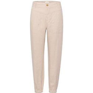 Part Two Casual broek voor dames, middelhoge taille, taps toelopende banden, elastische manchetten, Franse eik, 32