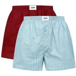 DIM Herenonderbroek van biologisch katoen, 2 stuks, Gingham Rood krijt, S