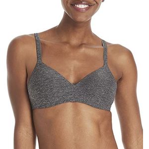 Hanes Ultimate Women's ComfortBlend T-Shirt Wirefree Bra DHHU03, Black Heather 2, 34C