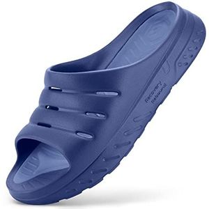 FitVille Herstelslippers voor heren, ArchMax gewatteerde atletische sandalen voor comfort de hele dag, Indigo Blauw, 11 UK Wide