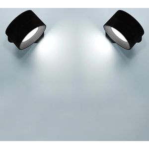 Anmossi Oplaadbare Wandlamp voor Binnen,2 Stuks Draadloze wandlampen,4.5W LED Zwart Wandlamp Batterijen met Schakelaar,USB Oplaadbaar Wandverlichting Magnetische,voor Slaapkamer,Woonkamer,Trap,Hal