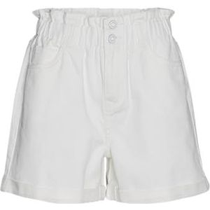 VERO MODA Vmlyra Hr Paperbag Mix Shorts voor dames, wit (snow white), XL