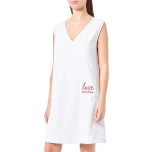 Love Moschino Dames Mouwloze A-lijn V-hals Dress, Optical White, 38, wit (optical white), 38