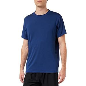 MeetHoo Sportshirt voor heren, loopshirt met korte mouwen, functioneel shirt, ademend, sneldrogend T-shirt, blauw, M