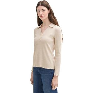 TOM TAILOR T-shirt met lange mouwen voor dames, 33962 - Doeskin Melange, XXL