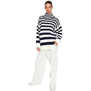 Trendyol FeMan oversized basic coltrui gebreide trui, ecru, M, Ecru, M