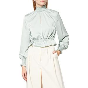 NA-KD Gewatteerde schouderblouse voor dames, Groen, 34