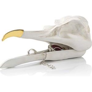 SUCK UK Bird Skull sieradendoosje en kleine accessoires houder, organizer en ornament, kunststof polyhars, wit, 6,5 x 6, 5x 19 cm