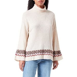 Cream Dames Roll Neck Jumper Turtleneck Sweater Pullover Gebreide Lange Mouwen Oversized Oat Melange