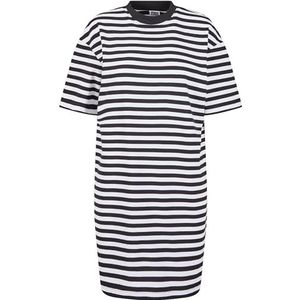 Urban Classics Oversized gestreepte T-jurk voor dames, wit/zwart, 4XL