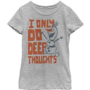 Disney Frozen 2 Deep Thoughts Girl's Crew Tee, Athletic Heather, XS, Athletic Heather, XS