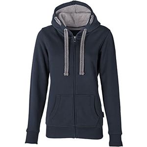 HRM Dames Jas met Capuchon, Navy , Maat 5XL I Premium Hoodie voor Vrouwen met Contrasterende Voering I Basic Hoodie met Rits I Dameshoodie met Rits I Hoge Kwaliteit & Duurzame Dameskleding