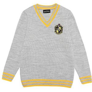 Harry Potter Hufflepuff Haus Gebreide trui, Kinderen, 116-170, Grau, Officiële Koopwaar
