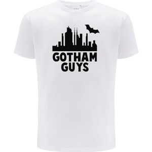 Warner Bros. Batman 040 T-shirt met korte mouwen voor heren, 100% katoen, eenzijdige levendige print, maat L, wit, naadloos ontwerp, gladde en veerkrachtige stof voor dagelijks gemak, Wit, L