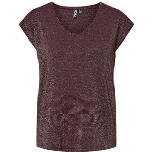 PIECES Dames Pcbillo Tee Lurex Stripes Noos Bc T-shirt, Tawny Port/Detail: lurex Gold, L